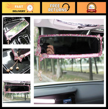 Crystal Butterfly Car Rear View Mirror - Pink Diamond Decor, Stylish Accessory