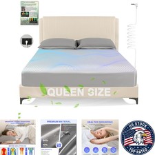Queen Grounding Bed Sheet - 10 Silver Fiber 90 Organic Cotton for Restora...
