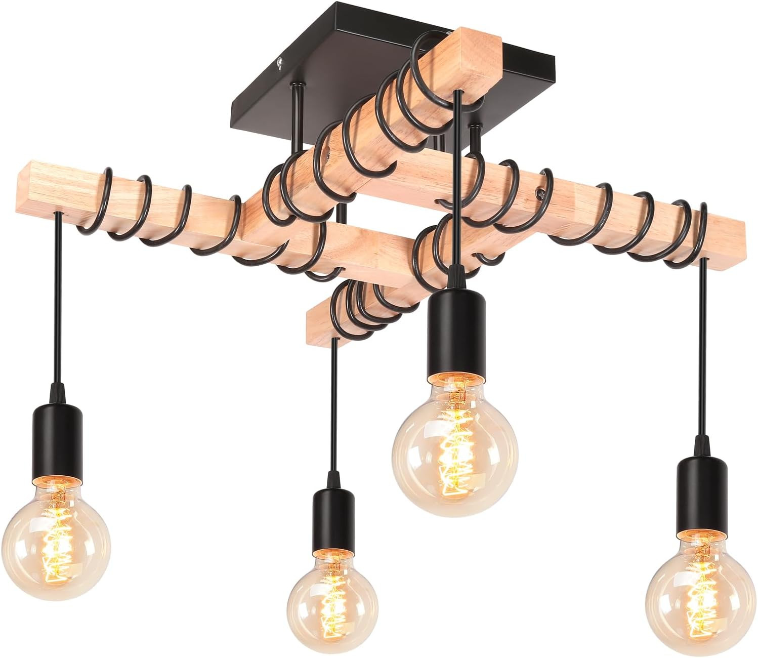 Offerta Lampadario 4 Luci Vintage Industriale E27 Nero Metallo