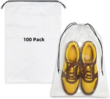 100 Pack Clear Shoe Bags for Travel, 12"X18" Large Travel Shoe Bags for Storage
