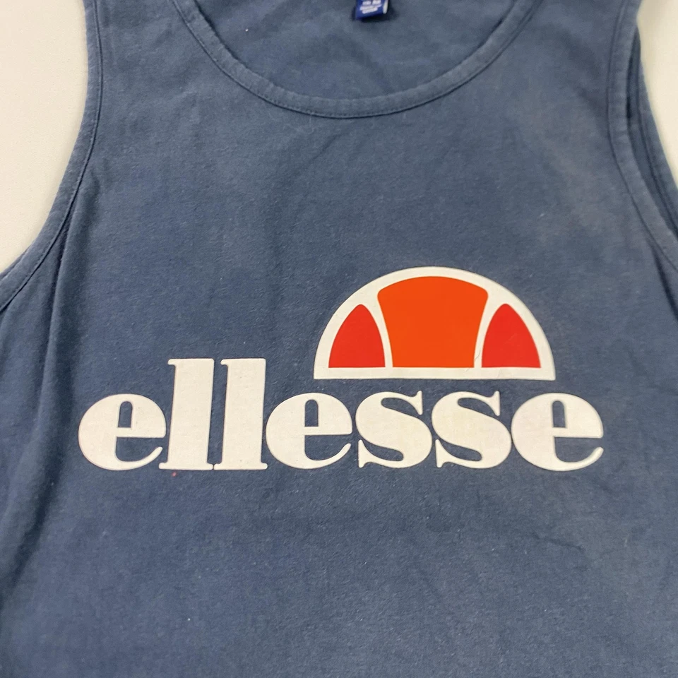 Camisa Ellesse Para Hombres Mediana Azul Marino Camiseta sin Mangas Logo Atlética Informal Foto 2 de 4