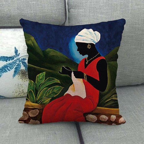 18" Portraits of African women Linen Cotton Throw Pillow Case Sofa Cushion Cover - Picture 9 of 24