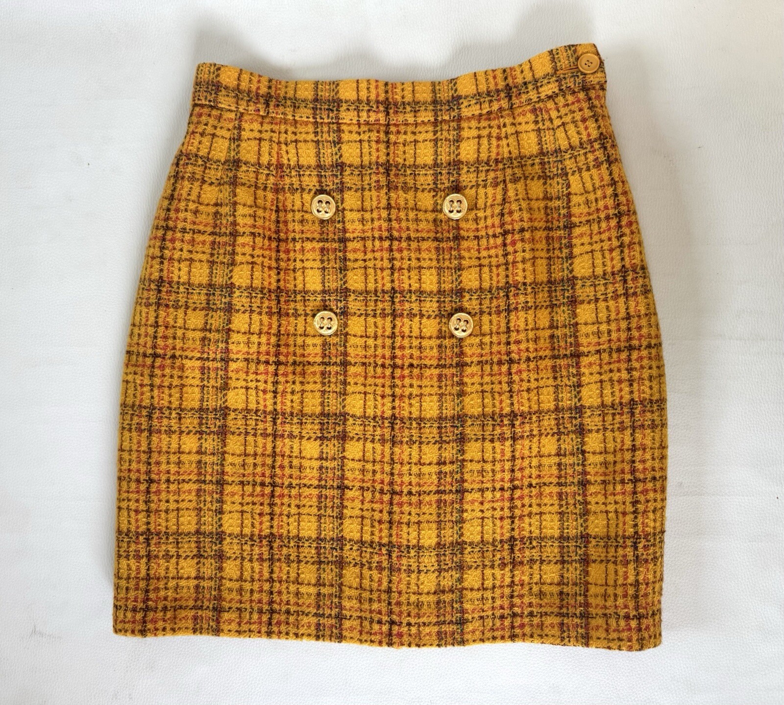 Jupe en tweed bouclette YVES SAINT LAURENT Variation Vintage 1980s Taille 40