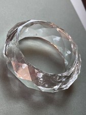 Wide Thick Clear Faceted Plastic Acrylic Bangle Bracelet - 2.5 inches across ins