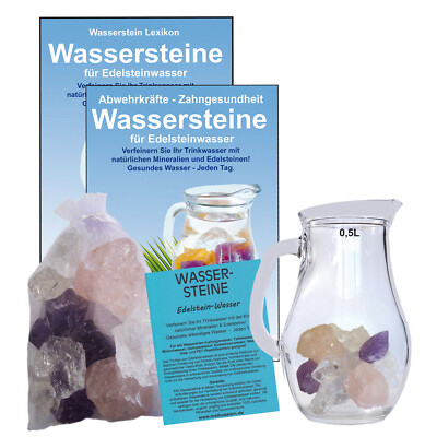 Edelstein Wasser GRUNDMISCHUNG Bergkristall Rosenquarz Amethyst 0,5 L Glaskrug