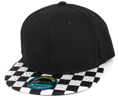 Flat Brim Ombre Checkered Multi Color Snapback Hat Blank Cap Flat Visor