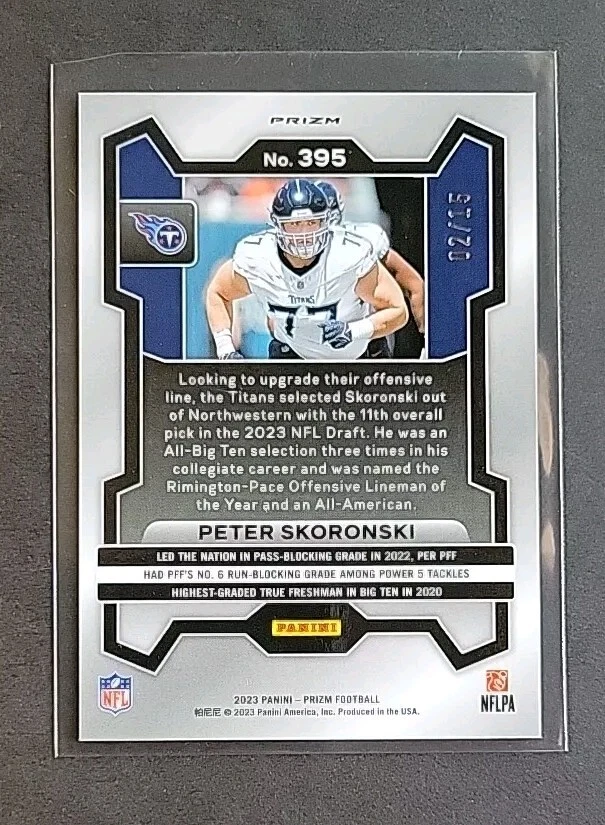 Peter Skoronski 2023 Prizm Forrest Camo #2/15 Prizm RC #395 - Rare SSP Rookie - Image 4 of 4