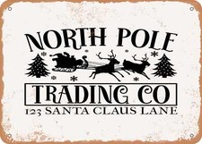 METAL SIGN - North Pole Trading Co 23 Santa Claus Lane - Vintage Look Sign