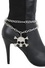 Women Boot Bracelet Chain Anklet Skeleton Skull Biker Gothic Fancy Shoe Charm