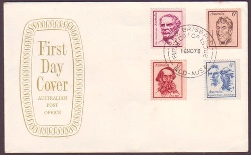 1970 FAMOUS AUSTRALIANS ON PO SHIELD FIRST DAY COVER UNADDRESSED (PS5743)