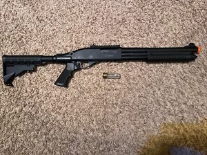 Used Jag Arms Scattergun Green Gas Airsoft Shotgun - Black (Good condition)