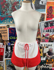 Vintage 60s Red White Polka Dot Print High Rise Lined Maternity Swim Shorts XS