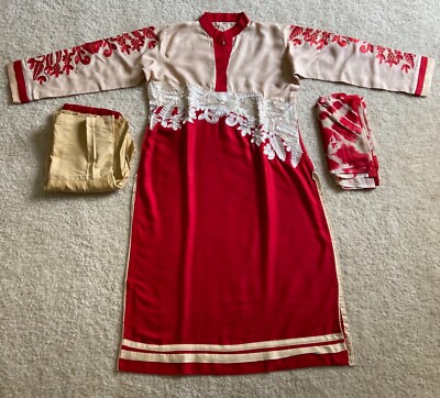 beige suit with red dress A-Line Beaded Bodice Dress – M.R DESIGN main image 1