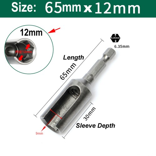 1/4" Hex Shank Slotted Nut Driver Socket Metric Impact Drill Bit 8mm to 19mm - Picture 2 of 43