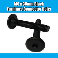M6 x 35mm Black Furniture Connector Bolts Allen Joint Fixing Bed Cot Unit Table