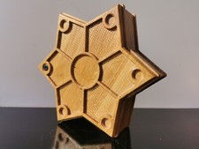 Six Corners Star Wooden Trinket Jewelry Box Hand Made Home Design Rare 10"