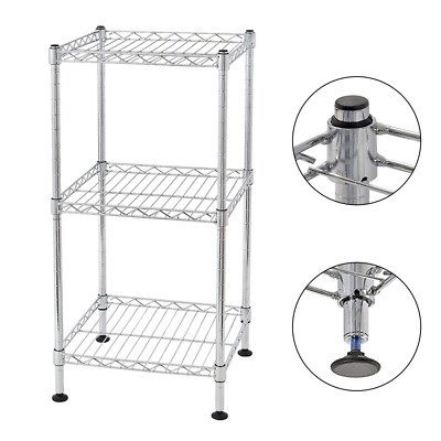 3-Tier Kitchen Steel Wire Shelving Storage Rack Shelving Wire Shelf Stand Tower