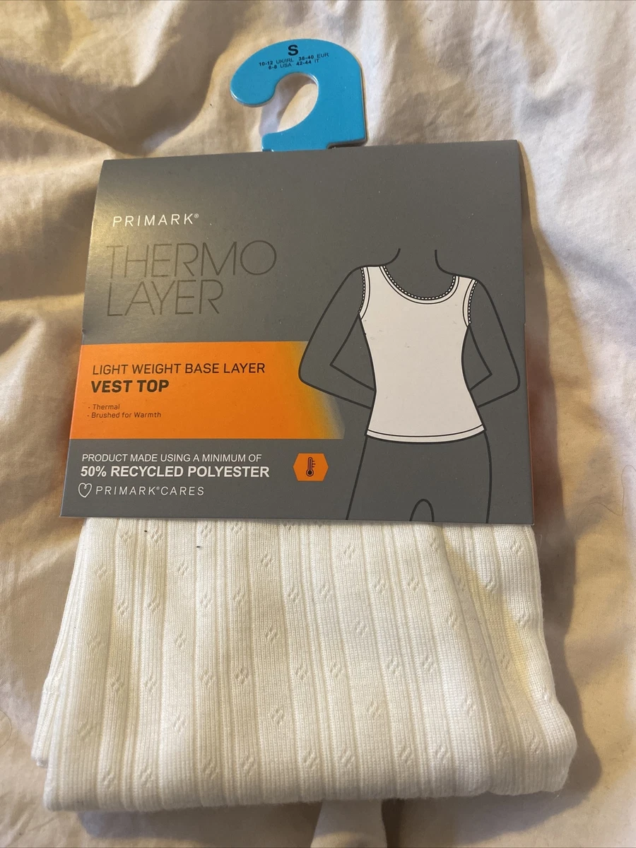 Thermo Layer Lightweight Base Layer Vest Top Primark White 50% recycled  polyeste