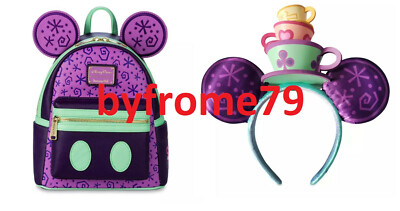 Loungefly Mickey Mouse Mad Tea Party Mini Backpack And Ears BRAND NEW WITH TAGS