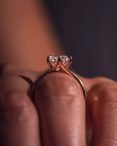 IGI, G/VS2, 2.00 Ct Round Cut Lab Grown Diamond 14K Rose Gold Split Shank Ring - Picture 9 of 20