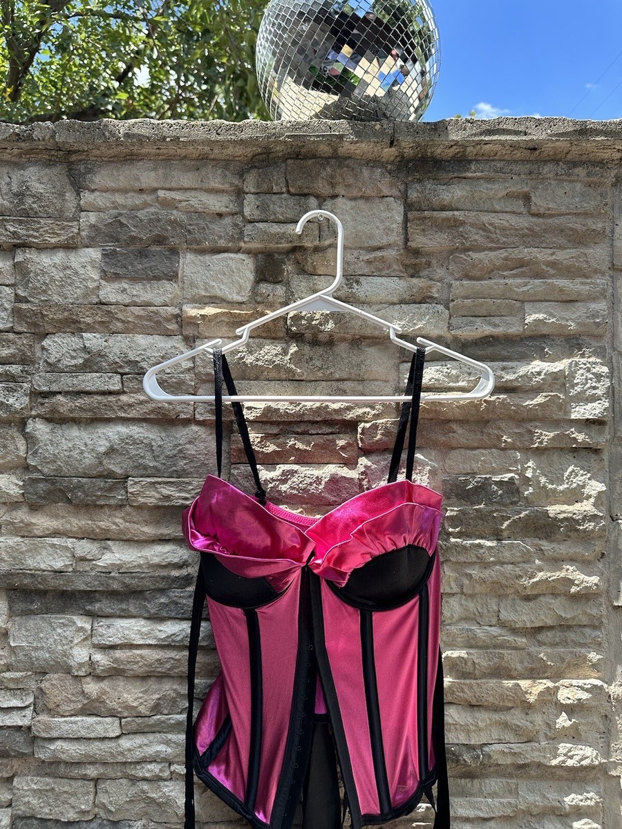 Playboy Exposed Bunny Costume Corset Lingerie Ruffle Pink Black