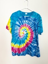 Spirit Mens Tye Dye T-Shirt Size M Multicolored Crew Neck Short Sleeves Cotton