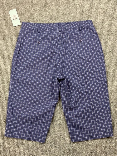 LADY HAGEN Seascape Navy White Plaid Marina Pedal Pusher Bermuda Shorts 8 - Picture 6 of 8