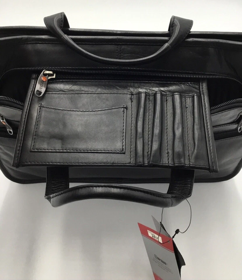 $210 WINN INTERNATIONAL MALETÍN DE CUERO GENUINO, NEGRO Foto 4 de 4