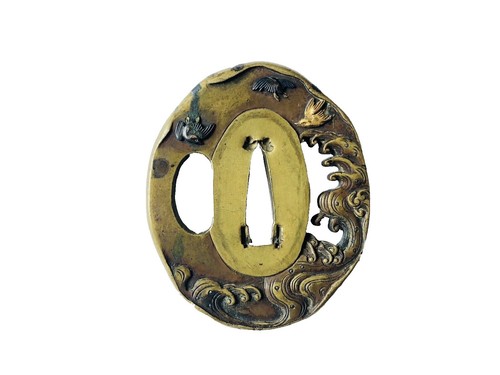 Japanese Tsuba Sakura Monzu Copper With Gold Silver Plating XG239