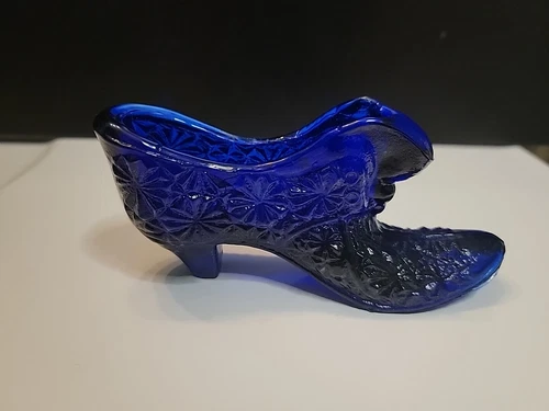 Vintage Fenton Glass Shoe Slipper  Boot Cobalt