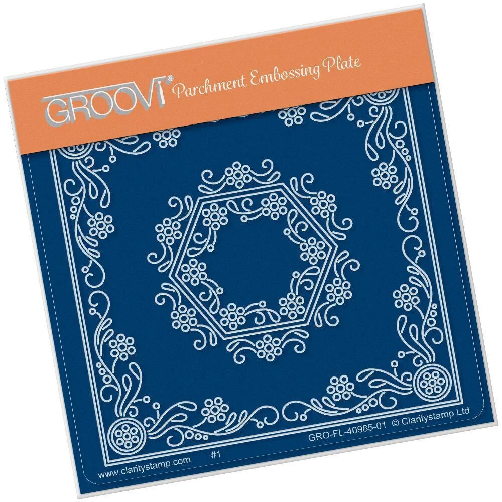 Clarity Stamps Groovi Parchment Embossing Tina's Hexagon Flowers Parchlet