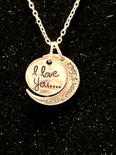 925 Sterling Silver I Love You To The Moon And Back Fashion Charm Necklace NEW