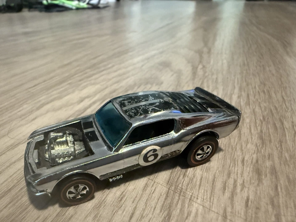 1969 Hot Wheels Redline Mustang Boss Hoss Silver number 6  - Image 3 of 4