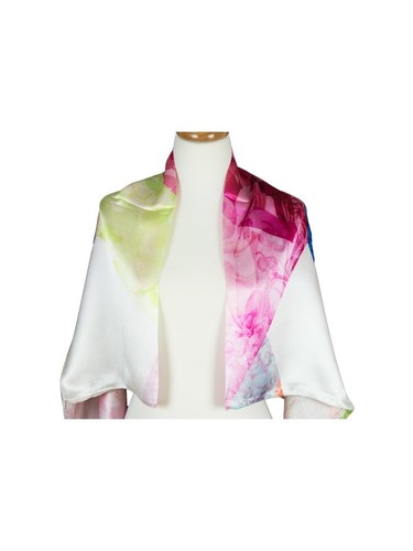Stripes Mulberry Satin Silk Stole Women Square Scarf - Picture 3 of 5
