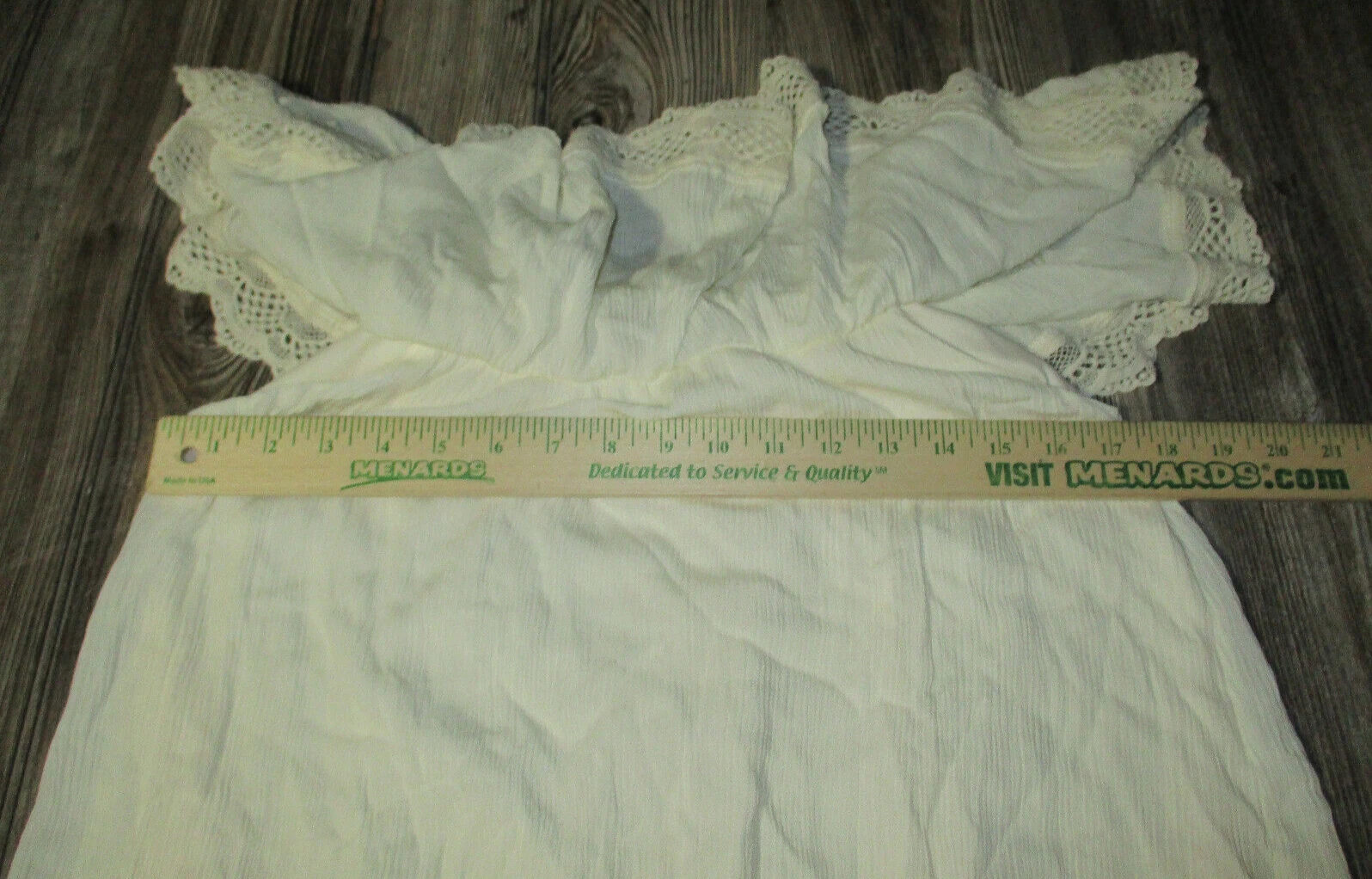 OFF WHITE Abito donna Rue 21 medio bianco sporco pizzo uncinetto spalle scoperte boho coquette