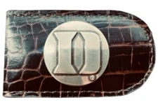 Duke Blue Devils Genuine Leather Money Clip-Brown-by Enmon-New in Tin