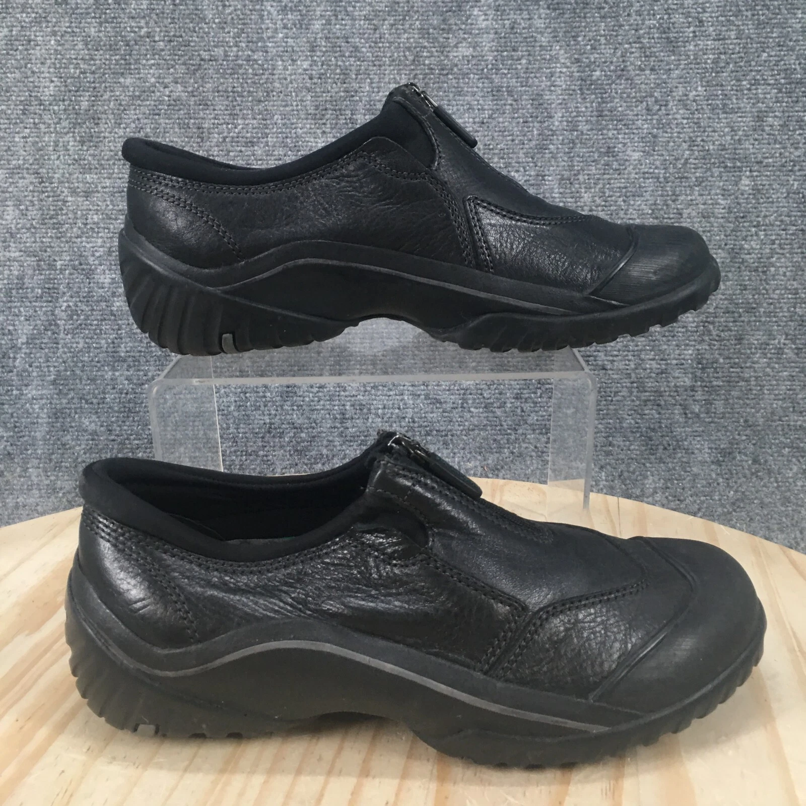 Scarpe Clarks uomo 7 M mocassini mugger comodi punta tonda pelle nera casual