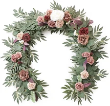 6Ft Artificial Eucalyptus Garland with Flowers Fake Greenery Faux Floral Vine Ga