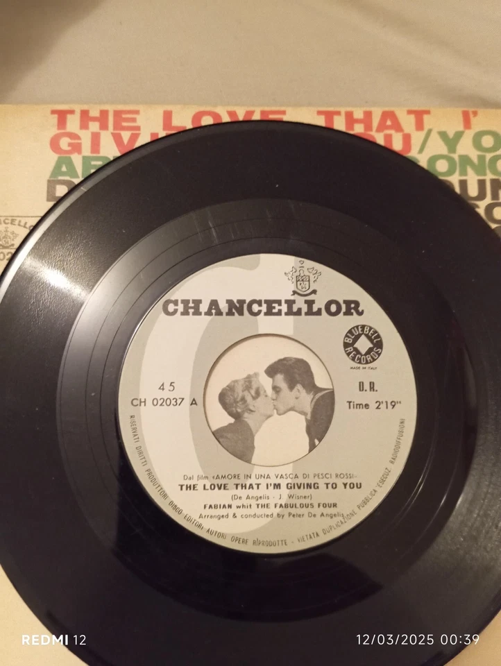 Fabian "the love that  I'm giving to you" 7" Italy Chancellor '59 US rock'n'roll - Image 3 of 3