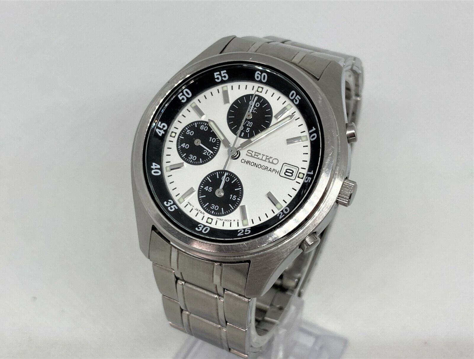 Rare Auth SEIKO Chronograph Men's Wristwatch Watch Panda Dial SND219 7T92- 0CC0 | eBay