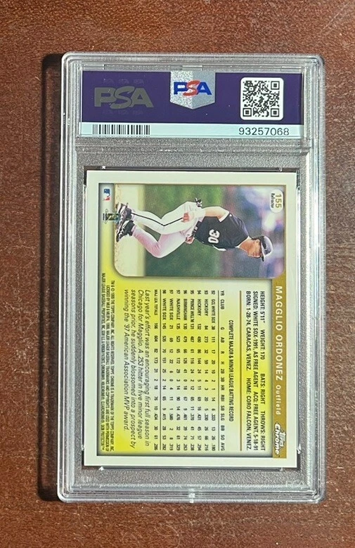 1999 Topps Chrome Magglio Ordonez GOLD CUP Rookie🏆REFRACTOR🌈PSA 9🚨MINT💎POP 1 - Image 2 of 2