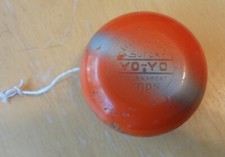 Vintage Original 1950s Wood Super Duncan Tournament Tops Yo-Yo Orange/Silver