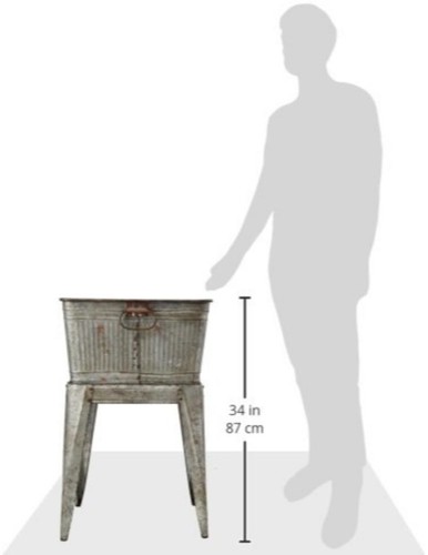 Multi-Functional Galvanized Metal Tub on Stand 32 in. Gray Iron Sturdy - Picture 2 of 12