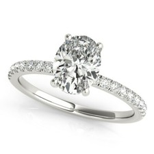 1.00 Carat GH SI2 Oval Lab Grown Diamond Ring in 14k Gold CERTIFIED