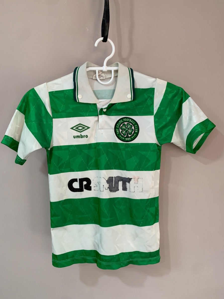 Maillot Vintage Celtic Glasgow Umbro – Saison 1989-90 – Taille L, Vert, Manches Courtes
