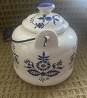 Vintage Blue Onion Style Porcelain Tea Pot Metal Handle Price Imports Japan — photo 5