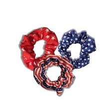 Handmade Women's Scrunchie Cotton Fabric New - Set of 3 - Red, White, Blue
