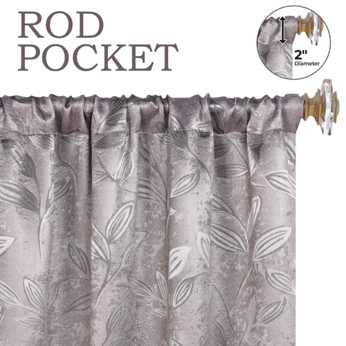 Leaves Washable 36" Wide Rod Pocket Room Darkening Blackout Curtains, Set of 2 - Picture 46 of 171