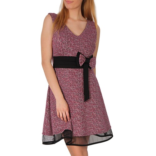 Kleid Cocktail Party Mini festlich ärmellos Silverster Weihnachten Schleife Tüll - Bild 15 von 18