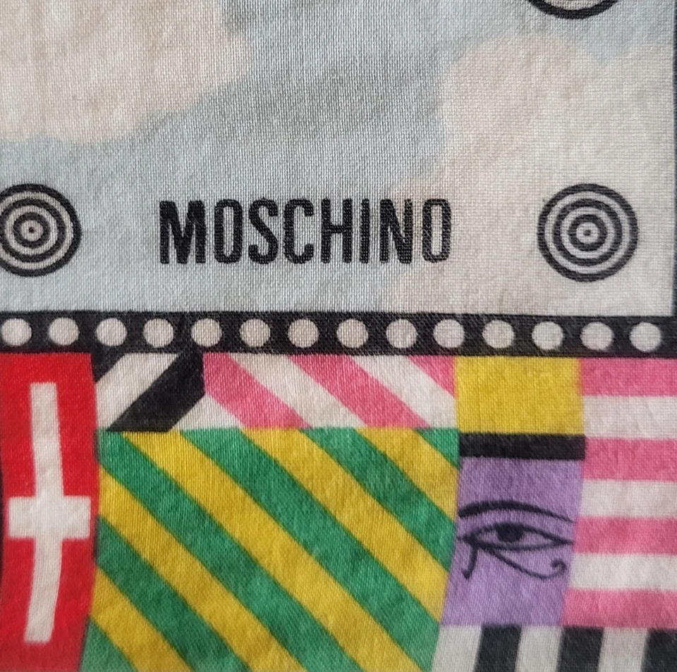 Moschino Pocket Square Handkerchief Multicolor 18" x 18" 100% Silk Vintage - Image 3 of 4